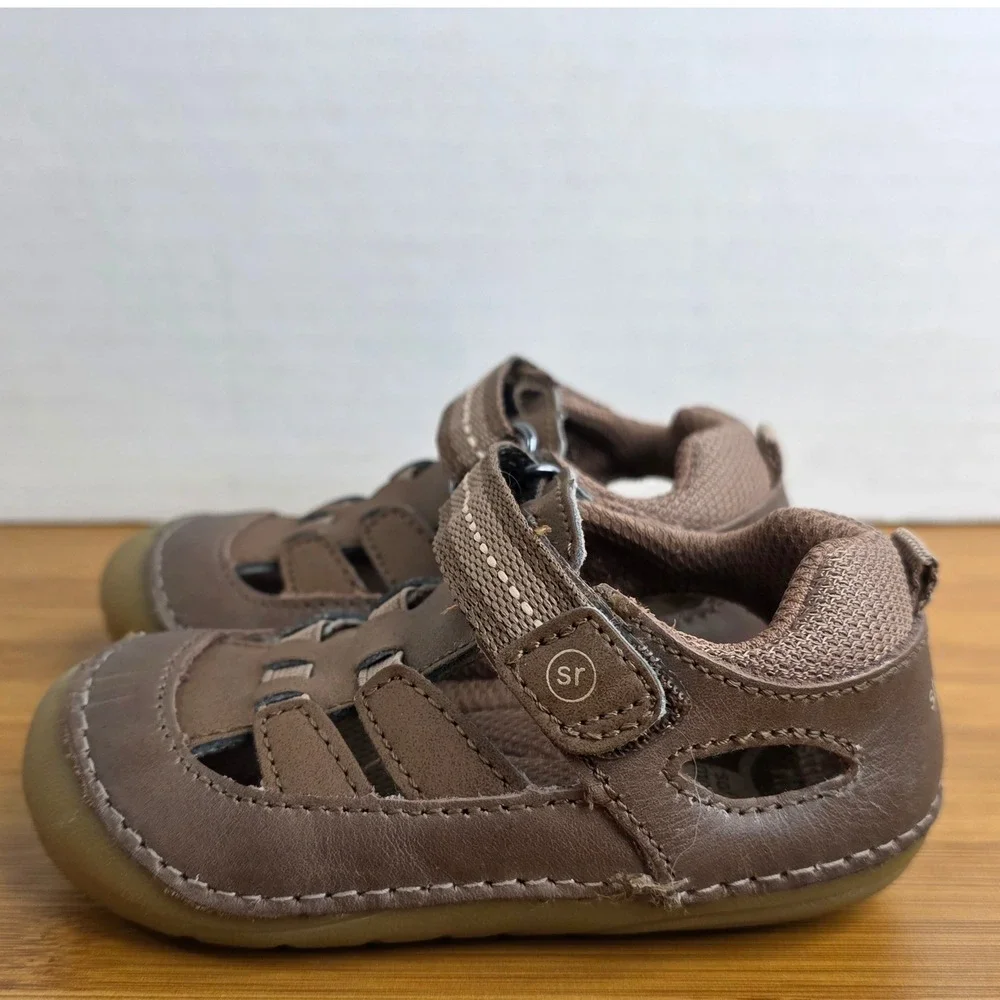 Stride Rite SM Sonny Boys Brown Leather Fisherman Sandals Shoes 5.5W BB015002